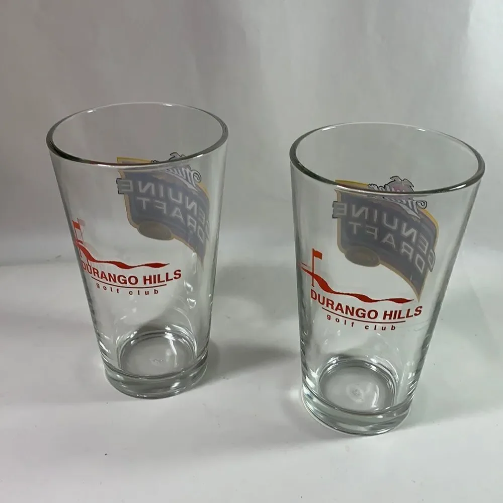 Miller Genuine Draft Durango Hills Golf Glasses Set 2